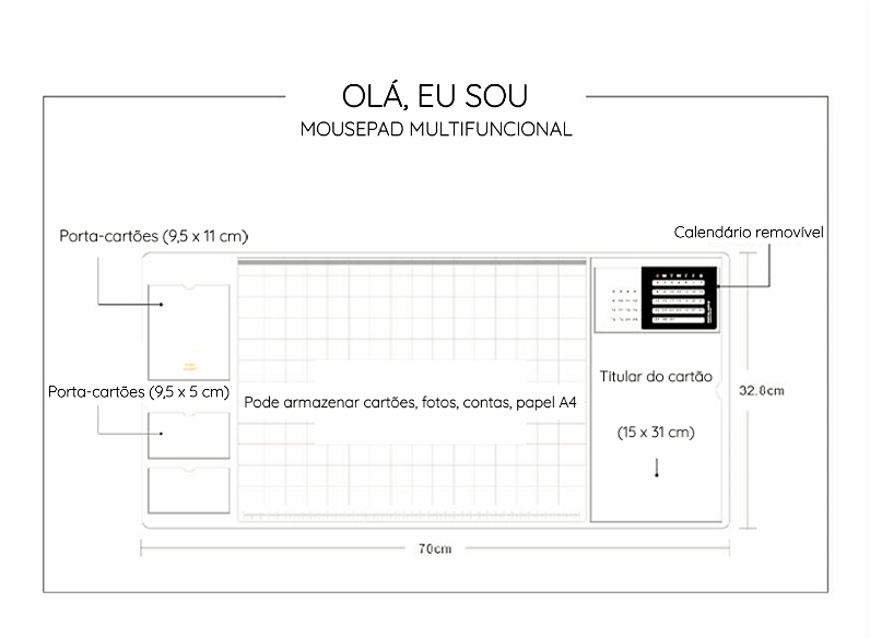 MousePad Multifuncional impermeável com compartimentos